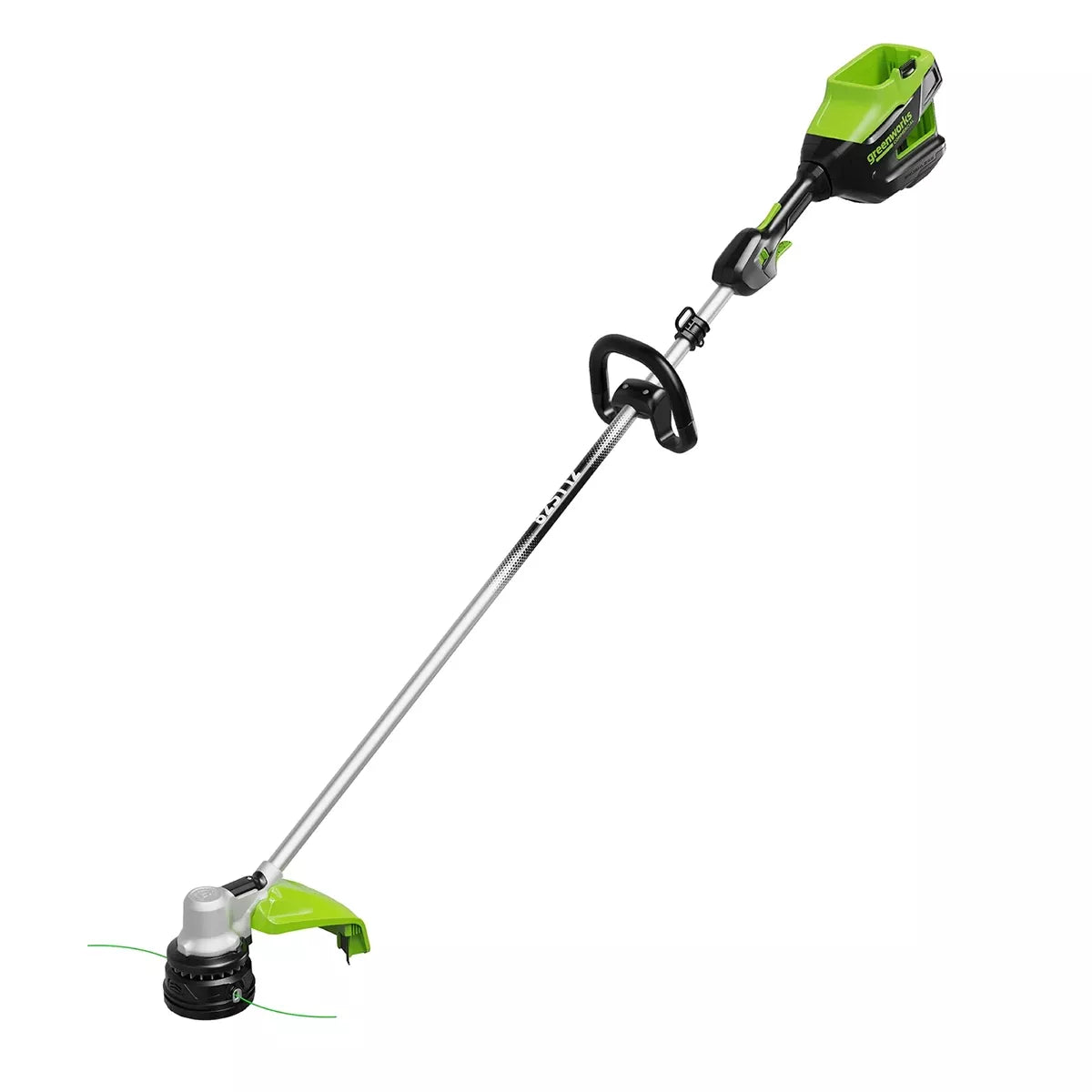 Greenworks 82V  Straight Shaft Trimmer with 2 x 4.0Ah Batteries and Dual Port Charger