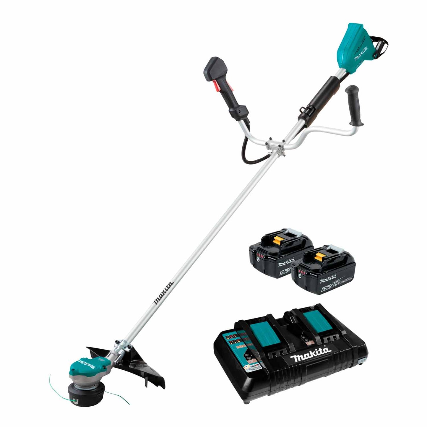 Makita Cordless Line Trimmer Kit  2 x 18 Volt 5AH Batteries with Bike Handle