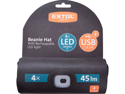 Extol Black Beanie with LED Light