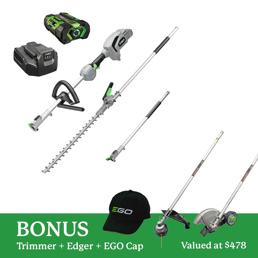 EGO POWER+ 56V Multi-Tool Hedge Trimmer KIT + BONUS Trimmer & Edger Att & EGO Cap