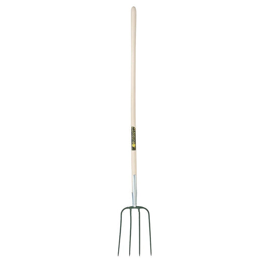 Bulldog Premier Farming Manure Fork, Tanged, 4 Prong, 48" Ash Shaft