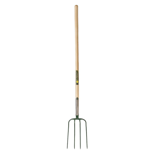 Bulldog Premier Farming Manure Fork, Strapped, 4 Prong, 48" Ash Shaft